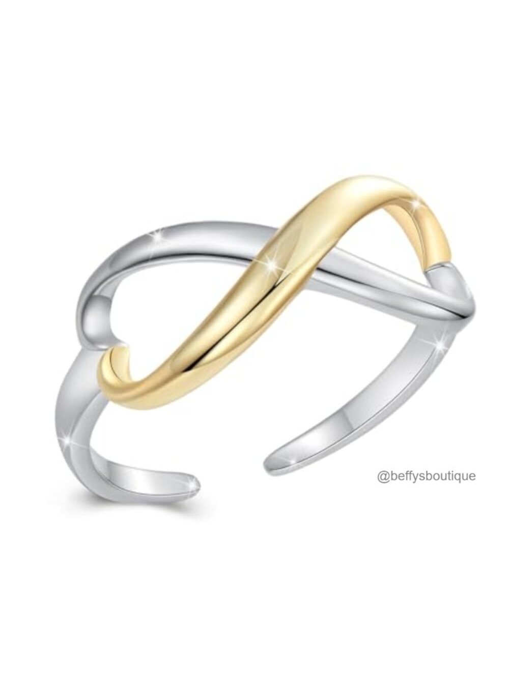 Adjustable Open Band Ring for Women, Two Tone Stackable Statement Jewelry